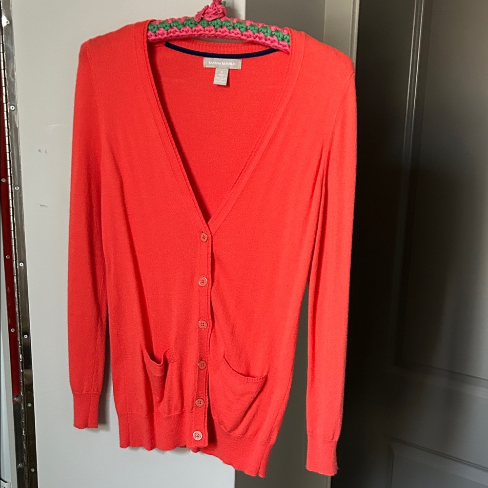 Banana Republic Vibrant Coral Cardigan